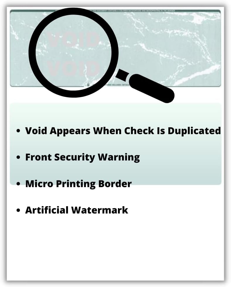 Compuchecks Blank Check Paper, Computer Checks Compatible with QuickBooks and Any Laser Printer, Secure Check on top Voucher on Bottom (50 Blank Checks, Green Marble) - Image 4
